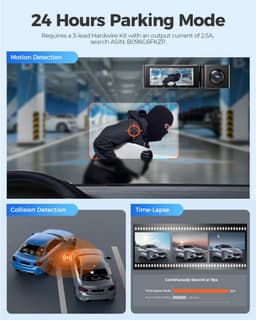Dashcam voor auto voor en achter – Dual dashcam – Voor- en achtercamera – Autocamera – Full HD dashcam – Dashcam met nachtzicht – Dashcam met bewegingssensor – Groothoeklens – Parkeermodus – Loop recording – Dashcam met SD-kaart — thumbnail 4