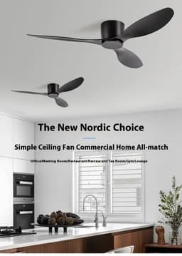 Plafondventilator 3 blad Ø105cm zwart - stille ventilator – top kwaliteit - energie zuinig – met remote - ventilator voor laag plafond - 6 snelheden – beste alternatief voor airco - zomer en winter stand – houten ventilator — thumbnail 4