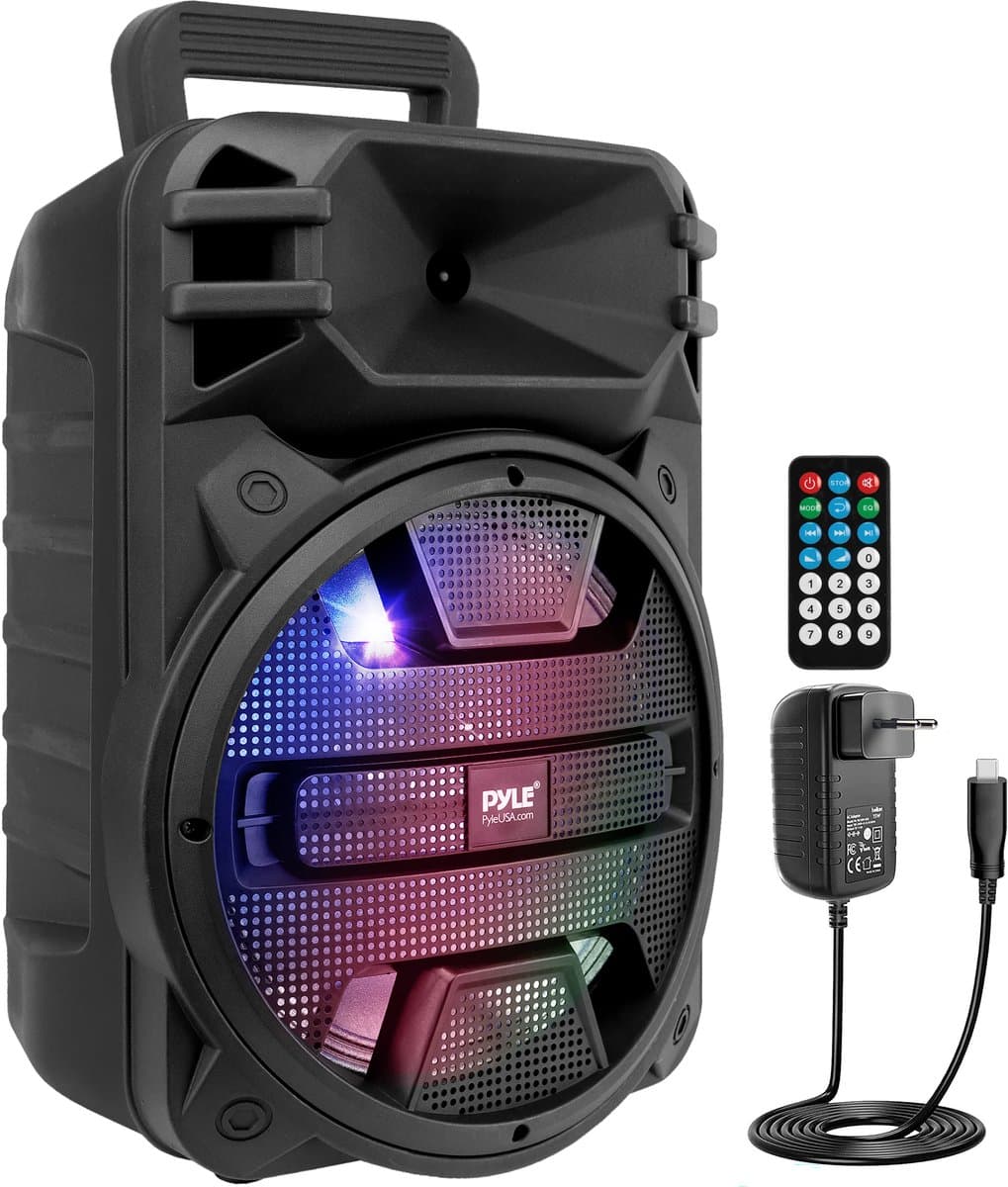 Pyle Bluetooth Luidspreker - Draagbare Speaker met Wielen - 800 Watt - Karaoke Luidspreker met DJ LED Verlichting - USB, FM, BT, Aux, Afstandsbediening, Mic-Ingangen - Ingebouwde Oplaadbare Batterij — afbeelding 1