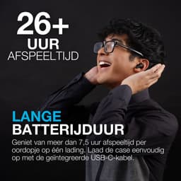 JLab Go Pods ANC Draadloze Oordopjes Met Noise Cancelling - Oortjes Draadloos Bluetooth - 26 uur Batterijduur - Hybrid ANC - Equalizer EQ4 App - Multipoint - Fast Charging Case - Zwart — thumbnail 4