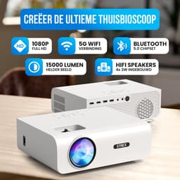 Strex Beamer - 1080P Full HD - 15000 Lumen - Draadloos Streamen - WiFi - Bluetooth - Mini Beamer - Projector — thumbnail 2