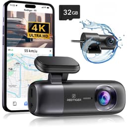 RedTiger F9 Dual Dashcam voor auto - Ultra 4K & 1080P - Voor en Achter Camera - WiFi en GPS - met App - Sony Sensor - Nachtzicht - Parkeerbewaking - G Sensor - Loop opname - Full HD achter camera - Met 32GB SD Kaart — thumbnail 1