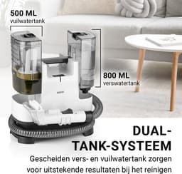 N8WERK Portable Clean meubel- en tapijtreiniger, licht en compact - vlekkenverwijderaar, krachtige 400 watt motor - schoon- en vuilwatertank — thumbnail 3