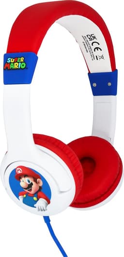Super Mario - kinderkoptelefoon met volumebegrenzing - verstelbaar - comfortabel (wit/rood) — thumbnail 3