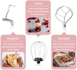 Luxe Roterende Deegmachine – Multifunctionele Deegmixer – Kneedmachine – Inclusief Spatdeksel & Navulopening – 1100W – RVS – Roze — thumbnail 4