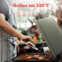 KitchenBrothers Gas BBQ - Staand en Tafelmodel Barbecue - 2 Branders - PFAS Vrij - Tafelbarbecue - Anti-aanbaklaag - 37x48 cm Grilloppervlak - Vaderdag Cadeau - Zwart — thumbnail 3