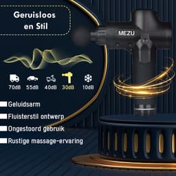 MEZU Massage Gun - 6 Opzetstukken - 30 standen - Spiermassage - Sport en Ontspanning - Massage apparaat - Massage pistool - Professioneel - Draadloos - Zwart — thumbnail 2