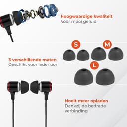 Nuvance Oortjes met Draad - 3.5mm Jack Aansluiting - Oordopjes met Draad - In-Ear Oortjes met Draad en Microfoon - Zwart — thumbnail 5