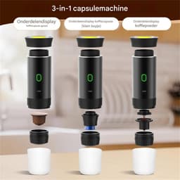 Draagbare reiskoffiezetapparaat - Draadloos voor in de auto - 12V - Espresso - 3-in-1 espressomachine - Oplaadbaar - Kantoor, Buiten, Thuis - Zwart - 1 stuk — thumbnail 2