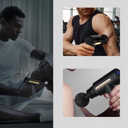 Fascia Gun - Massagepistool - 6 snelheidsinstellingen en 4 massagekoppen - Laag geluidsniveau - Perfect voor spierontspanning na het sporten - Geschikt voor nek, armen en benen — thumbnail 2