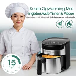 Emerio Airfryer XL 1300W - 4,5 Liter Heteluchtfriteuse - Regelbare thermostaat 60ºC tot 200ºC - 8 Kookprogramma's - AF-129084 Zwart — thumbnail 5