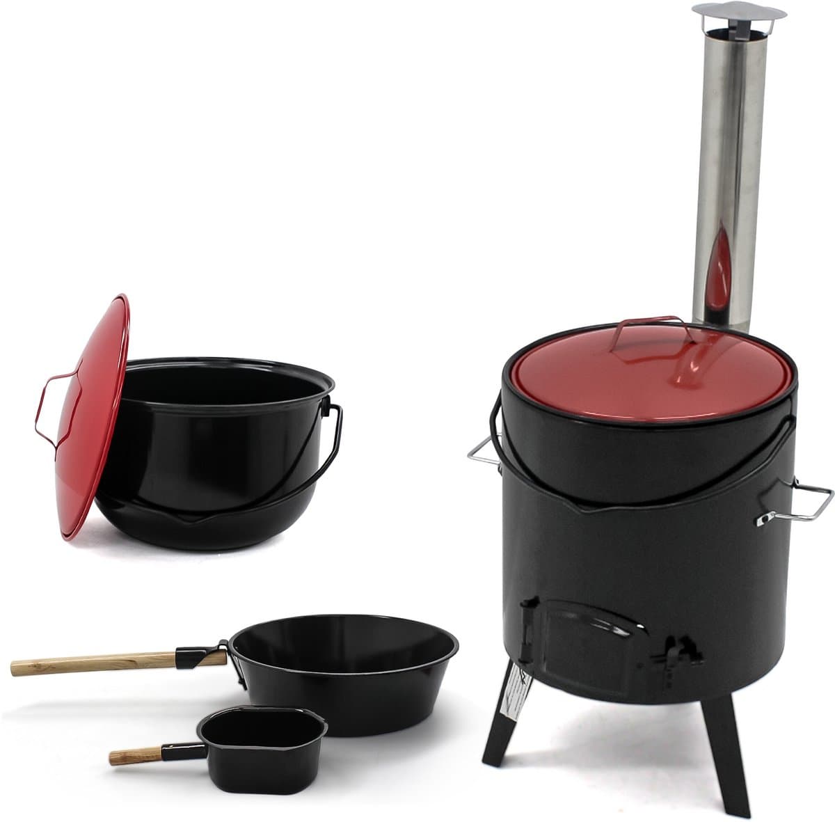 Muntel® Goulashketel - Goulashpot - Geëmailleerd - Kookpot - Scheplepel - 14 liter - Met Deksel - 92 x 35 x 45 cm - Zwart — afbeelding 1