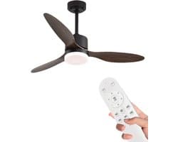 Livano Plafondventilator - Met Verlichting - Plafond Ventilator - Met Lamp - Plafonniere Met Ventilator - Met Licht - Donker Hout - 105cm