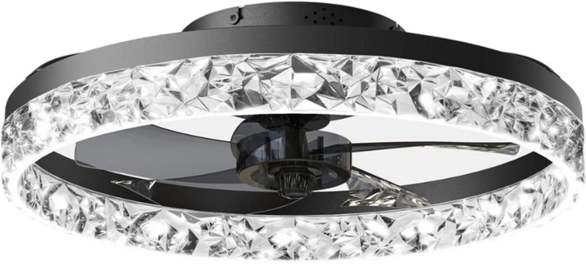 Nivard Plafondventilator - Met Verlichting - Plafond Ventilator - Met Lamp - Plafonniere Met Ventilator - Met Licht - Zwart — afbeelding 1