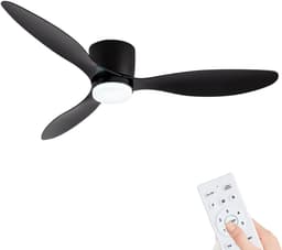 Livano Plafondventilator - Met Verlichting - Plafond Ventilator - Met Lamp - Plafonniere Met Ventilator - Met Licht - Zwart - 106cm — thumbnail 1