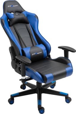 GTRacer Pro - Game Stoel - Gaming Stoel - Ergonomische Bureaustoel - Gamestoel - Verstelbaar - Gaming Chair - Zwart / Blauw — thumbnail 2