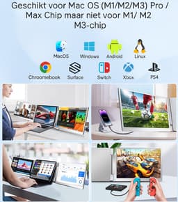 Stemap® Portable Monitor Triple - Full HD - Geschikt Voor 14” / 17,3” Tri-Screen - Laptop Scherm Uitbreider - Inclusief Beschermhoes en Kabels - 2 Jaar Garantie — thumbnail 3