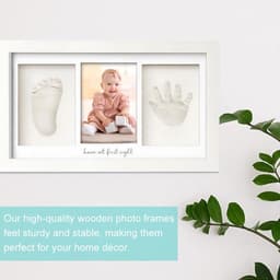 Baby Handafdruk & Voetafdruk Fotolijst – Gipsafdruk – Houten Wit – Herinneringslijst Pasgeborene — thumbnail 3