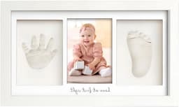 Baby Handafdruk & Voetafdruk Fotolijst – Gipsafdruk – Houten Wit – Herinneringslijst Pasgeborene — thumbnail 1