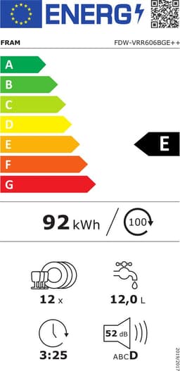 Fram FDW-VRR606BGE – Vrijstaand Vaatwasser – 12 Standen – 6 Wasprogramma’s – Retro Design – LED-Display – Halve Belading – AquaStop – 5 Jaar Garantie – Crème — thumbnail 2