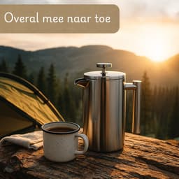 French press - cafetiere / theepot met filter - dubbelwandig RVS met theefilter voor losse thee of gemalen koffie - 1 liter — thumbnail 5