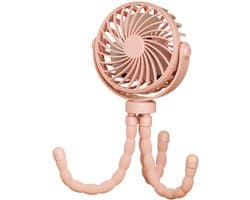 Handventilator - Draagbare Ventilator Oplaadbaar -Roze - Hand Tafelventilator Draadloos - Kinderwagen Mini Fan - 3 Standen - mini ventilator - festival ventilator - octopus ventilator