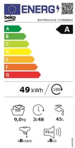 Beko Wasmachine B3WT59410W2 - 9kg - 1400 rpm — thumbnail 2