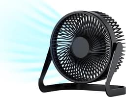 USB-aangedreven miniventilator - Stille bureauventilator - 2 snelheden met sterke wind - 360° rotatie - Geschikt voor kantoor en studeerkamer - Zwart — thumbnail 1
