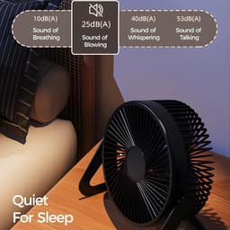 USB-aangedreven miniventilator - Stille bureauventilator - 2 snelheden met sterke wind - 360° rotatie - Geschikt voor kantoor en studeerkamer - Zwart — thumbnail 3