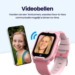 Qlokkie Kiddo Lite - GPS horloge kind - Smartwatch kinderen - GPS tracker kind met nauwkeurige locatiebepaling - GPS horloge kind met simkaart - Stel veilige zones in - SOS functie - Roze — thumbnail 5
