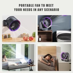 Tafelventilator-Mini USB Ventilator - Tafelventilator draadloos - Stille Mini Fan - Hangende ventilator-Wandventilator-Grijze tafelventilator-Draagbare ventilator op batterijen-4 blaasstanden-Geschikt voor thuis, kantoor, slaapkamer — thumbnail 4