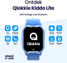 Qlokkie Kiddo Lite - GPS horloge kind - Smartwatch kinderen - GPS tracker kind met nauwkeurige locatiebepaling - GPS horloge kind met simkaart - Stel veilige zones in - SOS functie - Blauw — thumbnail 2