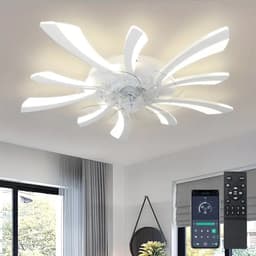 LuxiLamps - 5 Vleugel Ventilator Lamp - Dimbaar Met Afstandsbediening - Wit - Plafondventilator Met LED - Woonkamerlamp - Moderne lamp - Plafonniere — thumbnail 1