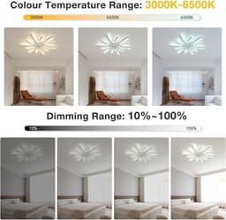 LuxiLamps - 5 Vleugel Ventilator Lamp - Dimbaar Met Afstandsbediening - Wit - Plafondventilator Met LED - Woonkamerlamp - Moderne lamp - Plafonniere — thumbnail 4
