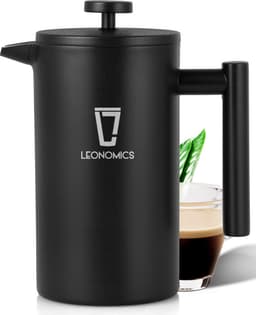 Leonomics French Press Cafetière - Voor 0.7L Koffie - Dubbelwanding RVS Koffiemaker — thumbnail 1