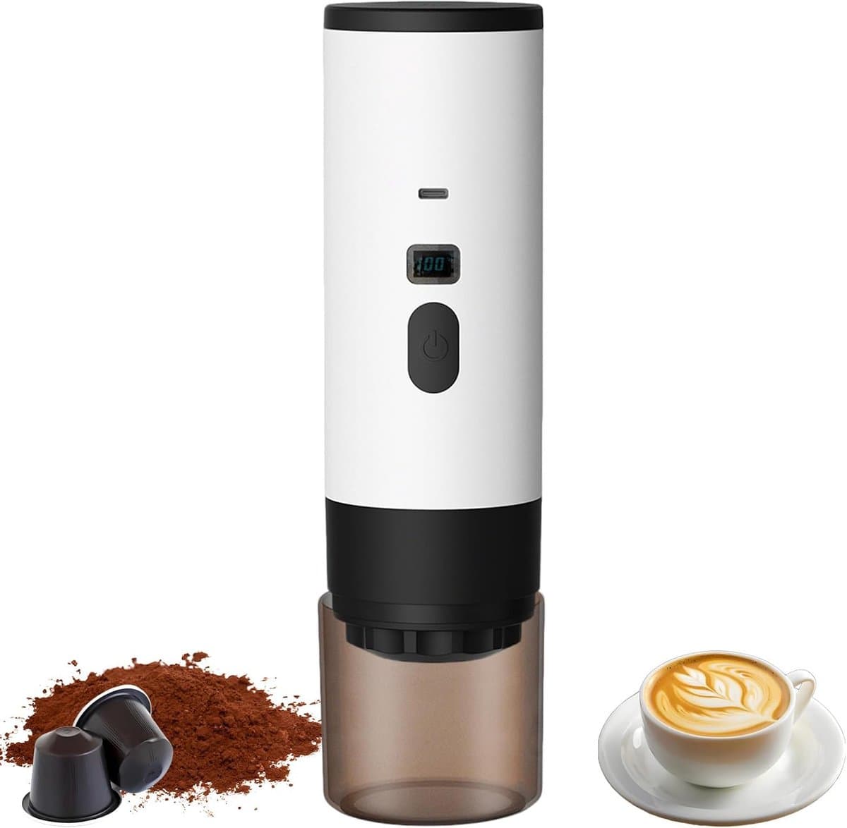 koffiezetapparaat - koffiemachines - draagbare koffiemachine - 3-in-1 koffiezetapparaat - Draagbare elektrische espressomachine - Koffiezetapparaat voor onderweg voor op de camping, in de auto, op de camper, op reis, geschikt(Wit) — afbeelding 1