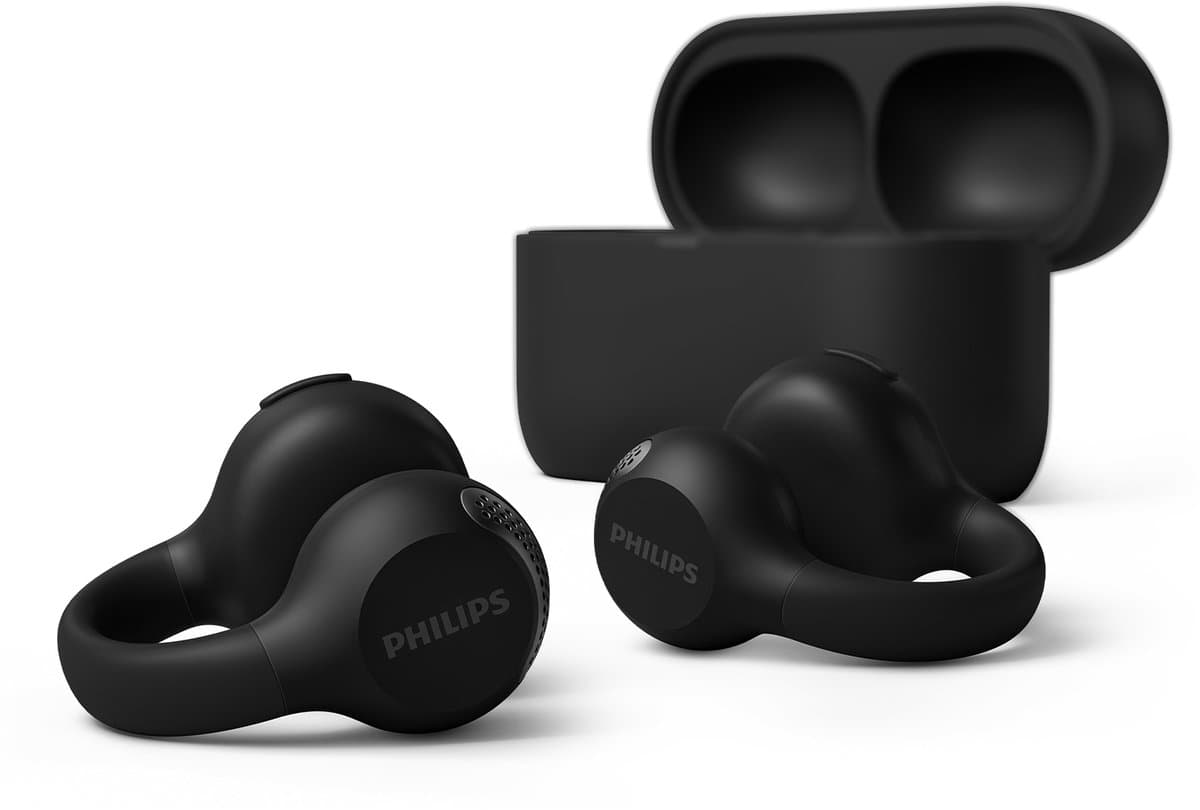 PHILIPS TAQ2000BK/00 Draadloze open-ear oortjes - Oorhaakjes - Open-ear pasvorm - 28 uur afspeeltijd - Bluetooth multipoint - IPX4 - App control - Bediening op de oorhaakjes - Zwart — afbeelding 1
