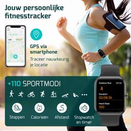FITAGE Smartwatch - Smartwatches - Stappenteller - Sporthorloge - Smart watch - Activity Tracker - Dames en Heren - Zwart — thumbnail 5