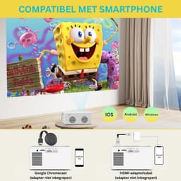 Mini Beamer - Film Projector met Bluetooth - Draagbare Beamer - 4K Kwaliteit - Wit — thumbnail 2