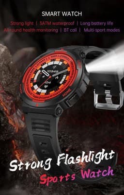 Pro-Care Excellent Quality® Smartwatch 1.53 inch Smartwatch Dames Heren - Android en iOS - IP68 - LED Zaklamp - Bluetooth Bellen - Hartslag & Slaap Monitor - Bloeddruk & Bloedzuurstofmeting - Multiple 100+ Sport Modi - Smartwatches - Zwart Rood — thumbnail 4