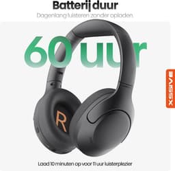 Xssive H11 Koptelefoon Draadloos met Noise Cancelling - Lange Batterijduur, Nederlandse APP & Equalizer - Zwart — thumbnail 2