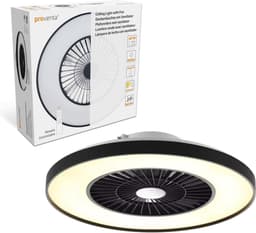 Proventa Premium Plafondventilator met LED lamp - Ø 60 cm - Zomer- en winterstand met afstandsbediening - Plafondlampen met Ventilator & Lamp - Zwart — thumbnail 1