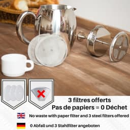 VeoHome RVS Franse Pers - 0.75 Liter - Compact, Dubbelwandig & Milieuvriendelijk Koffiegenot — thumbnail 4