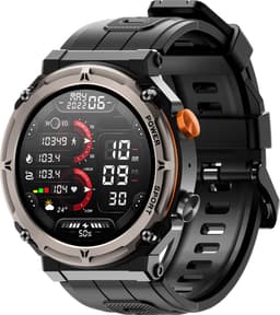 WizBay Premium Select® Smartwatch 1.39 inch - Bluetooth Bellen - Hartslag en Zuurstofmeting - Slaapmonitor - Sportmodi - AI Voice - IP67 - Mat Grijze RVS Kast - Zwarte TPU Band — thumbnail 1