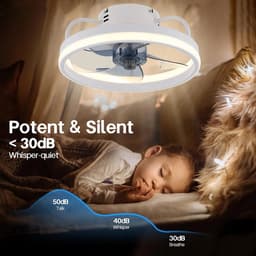 Ventilator Lamp - Plafondventilator - Wit - Smart Lamp - Met Dimmer - 3 Standen Ventilator - Keuken Lamp - Woonkamerlamp - Moderne lamp — thumbnail 4
