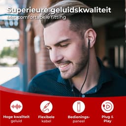 Nuvance Oortjes met Draad - 3.5mm Jack Aansluiting - Oordopjes met Draad - In-Ear Oortjes met Draad en Microfoon - Zwart — thumbnail 2