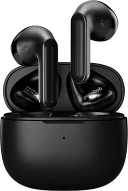 pocobob® GO2 - draadloze oordopjes - zwarte oordopjes - semi in-ear - met ENC microfoon - half in-ear bluetooth oortjes - semi in-ear — thumbnail 1