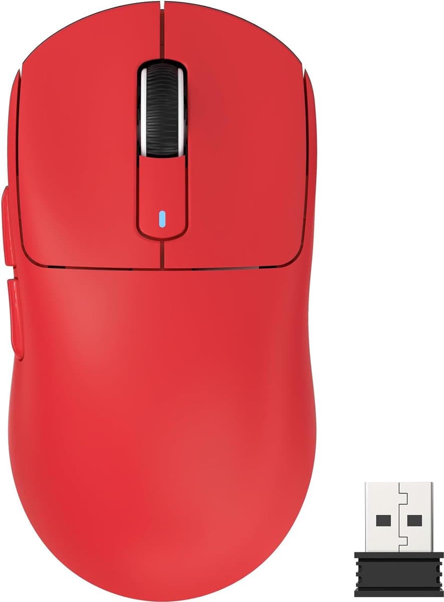 ATTACK SHARK Draadloze Gaming Muis - Wired/2.4G/BT5.4 - Lichtgewicht 49G - PAW3395 - 26000DPI - Rood — afbeelding 1