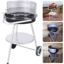 Luxe Houtskoolbarbecue - Barbecue - BBQ Verrijdbaar - 4 Kookhoogtes - Grillrooster 42.5 cm - Met Windscherm - 2 Grillhandvaten - 4.2 kg - Inclusief EBOOK — thumbnail 1