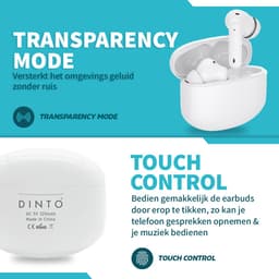 DINTO® Earbuds Pro - Draadloze oordopjes - Active Noice Cancellation - Bluetooth oordopjes - Oortjes draadloos — thumbnail 5